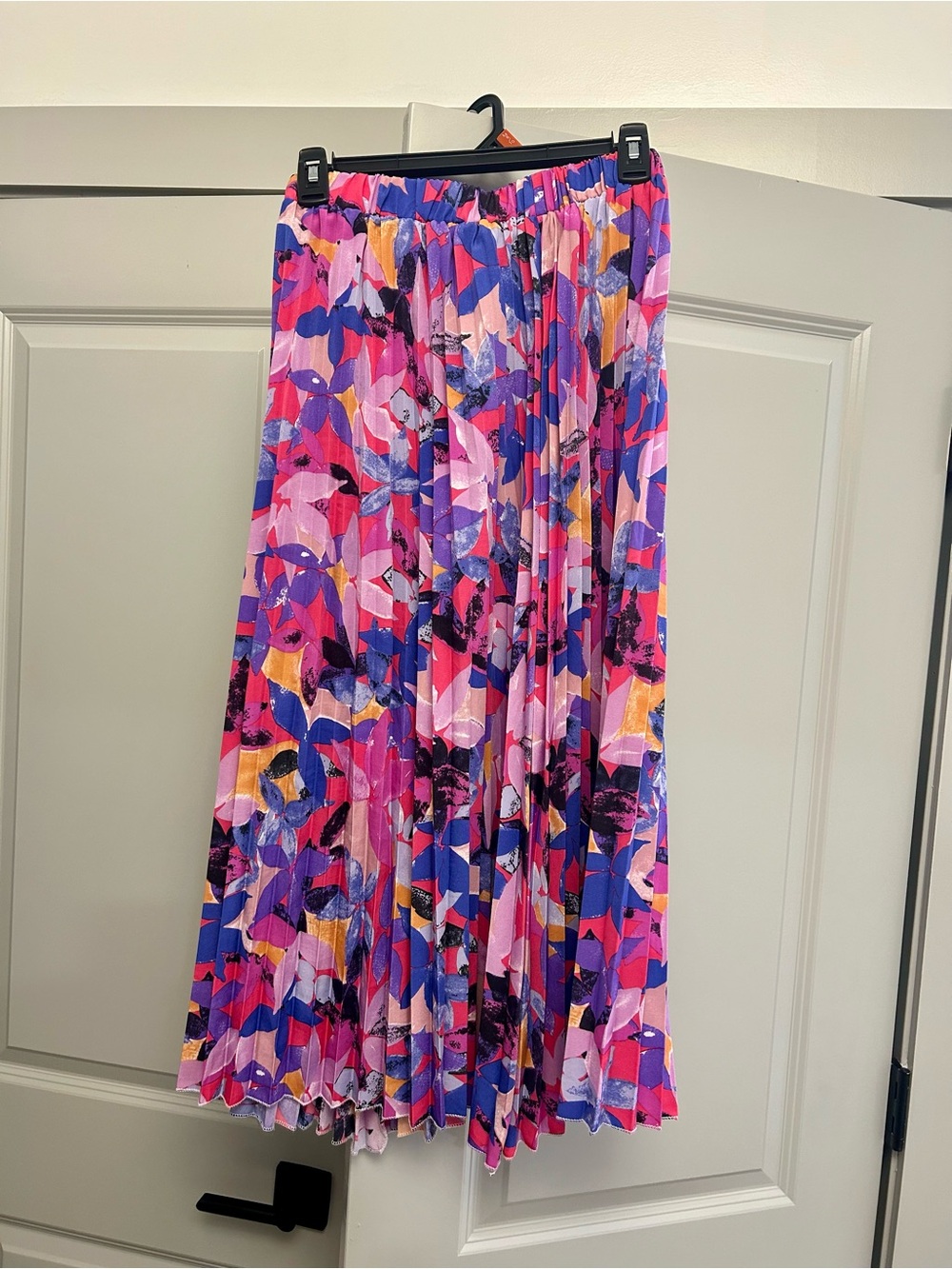 Vibrant Pleated Midi Skirt - Pink Multi